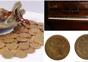 Hallan piano con oro