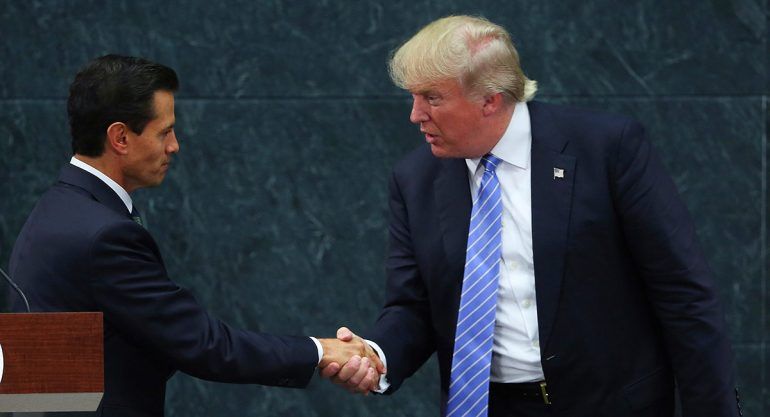 Trump defiende el muro en reunión con Enrique Peña Nieto